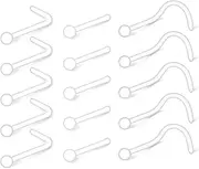 [FECTAS] 15-20pcs Clear Nose Screw Stud L Shap Nose Bone Retainer Bioflex Plastic 20 Gauge Piercing