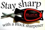 American made Handheld Knife Sharpener-Black Handle-Red Nonslip Grip-2 Steels