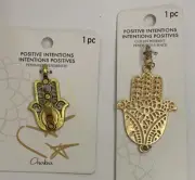 LOT OF 2 Pendant Positive Intentions Chakra Pendant and Hamsa Clip On Pendant