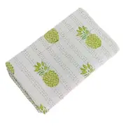 Indien Queen Green Tropicana Block Print Blanket Sofa Decor Cotton Kantha Quilt