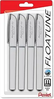 Pentel Floatune Rollerball, 0.8mm Medium Line, Black Ink, 4 Pack