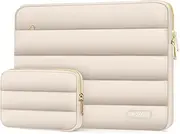 [MOSISO] 15-15.6 inch Laptop Case, 16 inch Puffy Laptop Sleeve Compatible with MacBook Pro 16, HP Dell ASUS Acer Toshiba Lenovo Notebook Computer, Polyester Horizontal Bag with Small Case, Sand