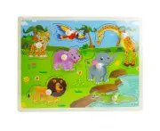 Kids Early Learning Wooden Puzzle Jungle Animals Design