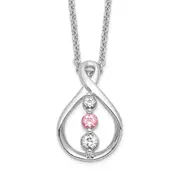 10K White Gold Survivor Collection Rhodium-Plated 16 Inch And Pink Swarovski Topaz Runzi Necklace With 2 Extender