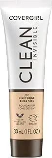 CoverGirl Clean Invisible, Light Beige, Foundation, Blendable Formula, Buildable Coverage, Lightweight, Natural Finish, Non-Comedogenic, 30ml