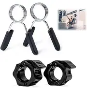Doukesh 2 x 2.5 cm Spring Clasps with 2 x 2.5 cm Dumbbell Clasps, Barbell Spring clamp, Barbell clamp, Barbell clamp, Spring Clasp, Dumbbell Bars, Closure for Strength Sports, Fitness, Powerlifting