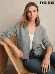 Reiss Silver Grey Mila Wool-Cashmere Button Cardigan (F90032) | $295