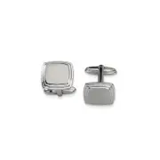 Men's Stainless Steel Brushed & Polished Square Step Edge Cuff Links