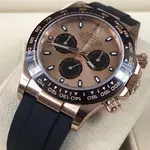 ROLEX 勞力士 DAYTONA玫瑰金色面盤新款橡膠帶116515LN116515