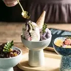 Non-slip Base Ceramic Ice Cream Cup Underglaze High Foot Pudding Cup Snowball