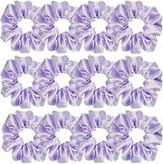 Sufermoe 12 Pcs Satin Silk Hair Scrunchies, Light Purple (4.5 Inch) Soft Hair Ties for Women and Girls - Versatile Hair Accessories for Hairstyles, Ponytails, Bows, and Bracelets