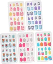 Healeved 5 Boxes False Nails Gem Stickers Nail Tips Manicure Halloween Decoration Stickers Touch French Manicure Finger Strips Fake Fake Fingernails Tips Toe Gel Abs