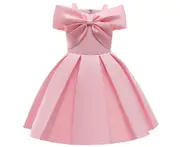 Girls Princess Dresses Flower Birthday Party School Dress - Pink