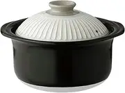 Ginpo Chrysanthemum Flower Rice Pot - 2 Pots, Double Lid, Earthenware, Direct Fire Compatible, Powder Pull, White, Made in Japan