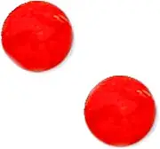 [JewelryWeb] 14k Solid Yellow Gold Orange Round Simulated Coral Earrings Stud Earring for Women in