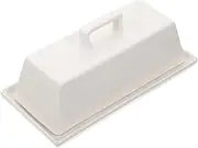 CLISPEED 1Set Butter Dish with Lid Multi Function Snack Service Tray for Cheese and Butter Storage Stylish White Ceramic Container with Cover for Kitchen Tableware