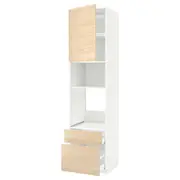 METOD / MAXIMERA high cab f oven/micro w dr/2 drwrs, white/Askersund light ash effect, 60x60x240 cm