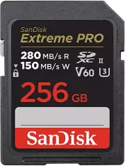 Sandisk 256GB Extreme PRO SD Card SDXC UHS-II Memory Card V60 280MBs SDXEP-256G