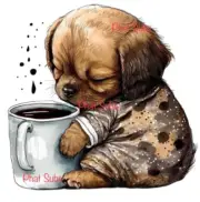 Sublimation Print Sleepy Puppy Ready To Press Heat Transfer