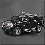 Die-cast Diecast 1:18 for Hummer H2 Model SUV Cars 6 Doors Opened Sound Light Shock Absorption Mini Off-Road Vehicle Mod Miniature Vehicle(Black)