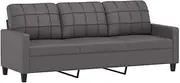 vidaXL 3-Seater Sofa in Grey Faux Leather with Metal Frame - Modern Design Lounge Seating for Living Room - Easy to Clean