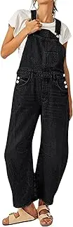 yoeasy Women's Denim Overall Barrel Wide Leg Bib Baggy Jeans Adjustable Strap Denim Romper Stretch Jumpsuit Y2K Pants