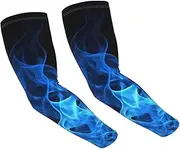 [FHEDVBN] Blue Flame Arm Sleeves Compression Arm Covers for Men Women Outdoor Sun Sleeves Cooling Sports Sleeve, Black