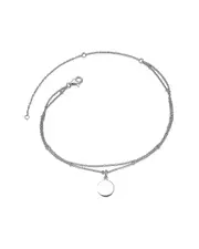 Genevive Silver CZ Medallion Charm Ankle Bracelet