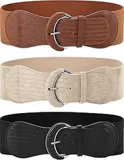 [SATINIOR] 3 Pieces Women Wide Belt for Dress Women Dress Belt Stretchy Cinch Leather Elastic Belt for Ladies Dress Decoration
