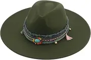 [FONSMAY] Fedora Hats for Women Big Brim Band Western Cowboy Panama Solid Belt Luxury Men Fedoras Felted Caps