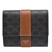 在飛比找momo購物網優惠-【CELINE】經典TRIOMPHE品牌字母LOGO羊皮三折