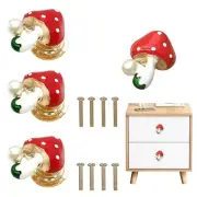 4 pcs Mushroom Shapes Drawer knobs Door Handles Single Hole Pulls Handles Gol...