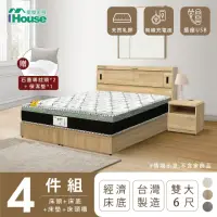 在飛比找momo購物網優惠-【IHouse】品田 房間4件組 雙大6尺(床頭箱+床底+床