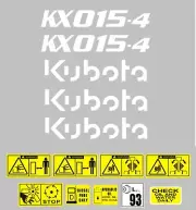 Decal Sticker set. KUBOTA KX015-4 Mini Digger Pelle Bagger Excavator
