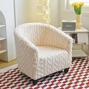 Fleece Club Chair Slipcovers, Soft Stretch Tub Chair Cover for Living Room and Bedroom, Washable and Removable Armchair Protector, Furniture Protector for Home