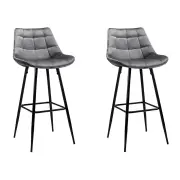 Set of 2 Velvet Bar Stools Grey
