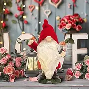 TERESA'S COLLECTIONS Garden Gnomes Outdoor, Red Resin Solar Gnome Decorations for Yard Patio Porch Outside, Gnome Gifts for Mom and Women,12"