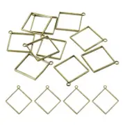 50Pcs Square Alloy Open Back Bezel Pendants Resin Frame Bronze
