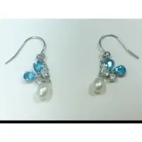 在飛比找蝦皮購物優惠-Festaria(vielle)藍色水晶鑽+淡水珍珠14白K