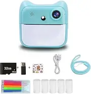 xinyee Kids Instant Print Camera 2400W High-Clear Digital Camera with 2.4IPS Screen Cartoon Inkless Thermal Printer with Dual Lens for Girls Boys