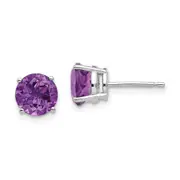 14k White Gold 7mm Amethyst Earrings