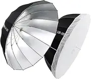 Godox UB-105 41.3" 105cm Inner Silver Parabolic Deep Reflective Umbrella Photography Studio Soft Light Umbrella with Withe Diffuser Cover for Video Studio Shooting (105Silver-inner)