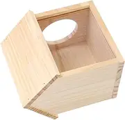 FIXOSHEE Hamster House Maze for Small Pets Natural Wood Hideout with Detachable Design for Hamsters Other Small Animals Cozy Platform for Feeding Drinking Decor