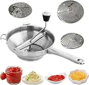 Food Mill Hand, 3 Milling Discs Food Mill Stainless Steel Food Grinder, Rotary Food Chopper Kitchen Grinder with Handle for Tomato Sauce