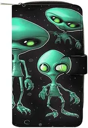 [RTSEBVN] Leather Wallet Multifunction Long Wallet Fashion Aliens Printing Leather Purse with For Women And Men, style, 19.7x11x3.5cm, Leather Wallet