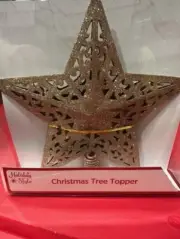 STAR Christmas Tree Topper, GOLD Hard Thick plastic 8x8 NEW