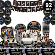 Friends TV Theme Party Set 10 Guest Pack Plates Cups Napkins Tablecloth Banner Balloons Cake Toppers