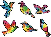 Qyeahkj 36 Set Bird Tissue Paper Crafts DIY Bird Window Suncatcher Craft Kit Animal Hanging Decor Ornament for Summer School Home Activity Art Project Birthday Party Favors Gifts