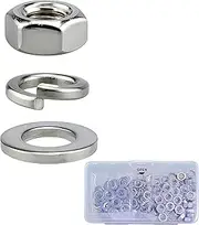 Wlzll 150-Piece Marine Grade M6 304(A2-70)Stainless Kit - Hex Nuts,Spring Washers & Flat Washers|Saltwater Proof|Certified Rustproof, High Strength,For Automotive,Machinery, Furniture and Construction