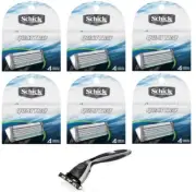 Compatible Razor + Schick Quattro Cartridges, 4 Ct. (6 Pk) + Eyebrow Trimmer
